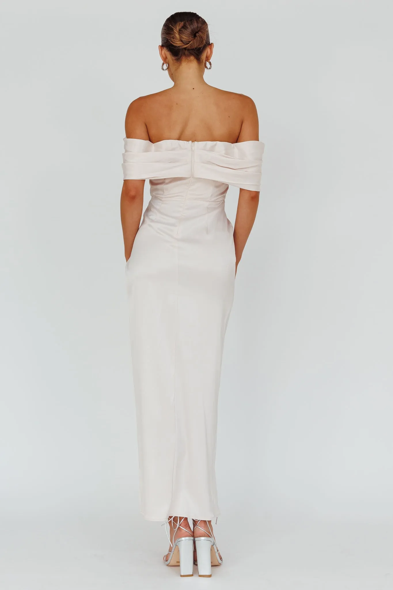 Amaryllis Off-Shoulder Twist Maxi Dress Pearl