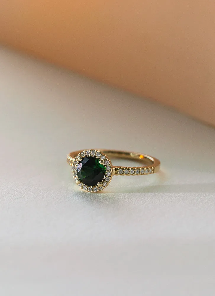 Cindy diamond tourmaline ring 14k gold