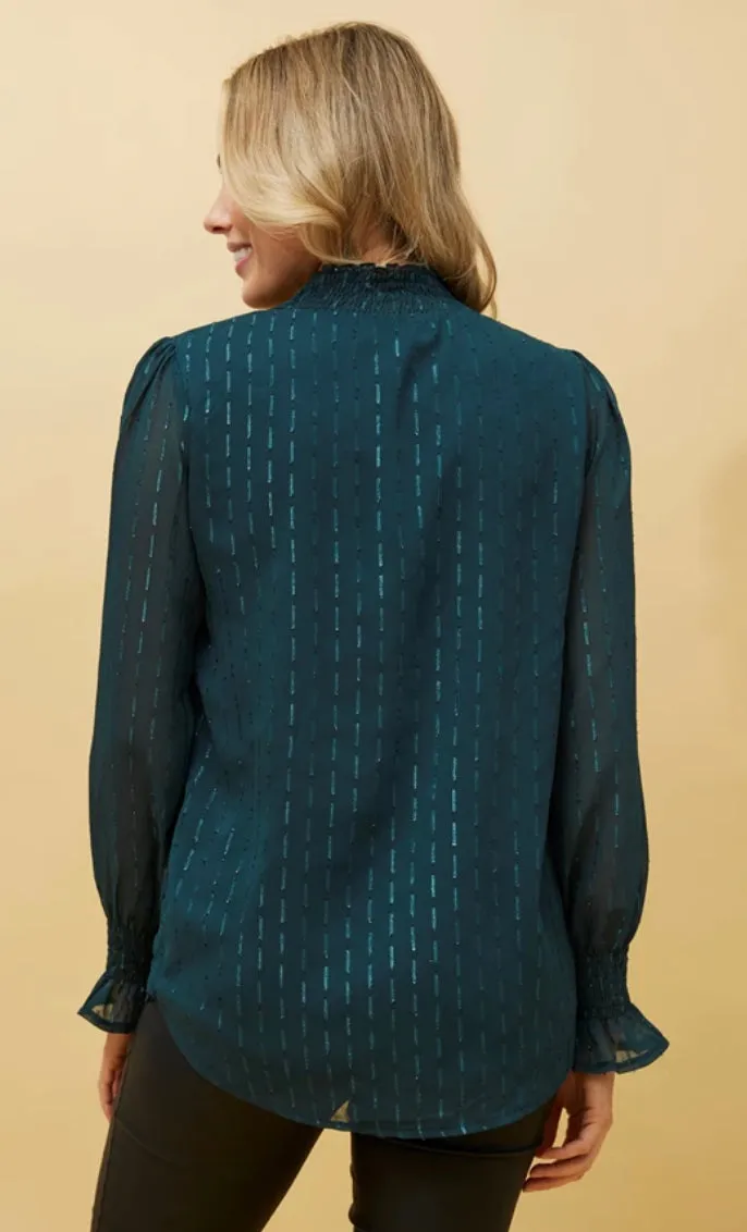 DIANA ABSTRACT PRINT BLOUSE- Emerald