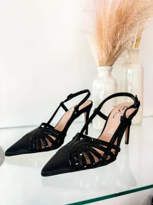 Ex Eva Studded Heel - Black