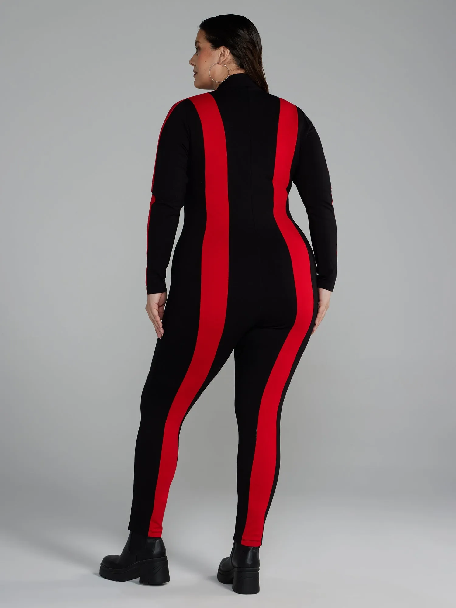 Fashion To Figure - Zipper Front Striped Catsuit