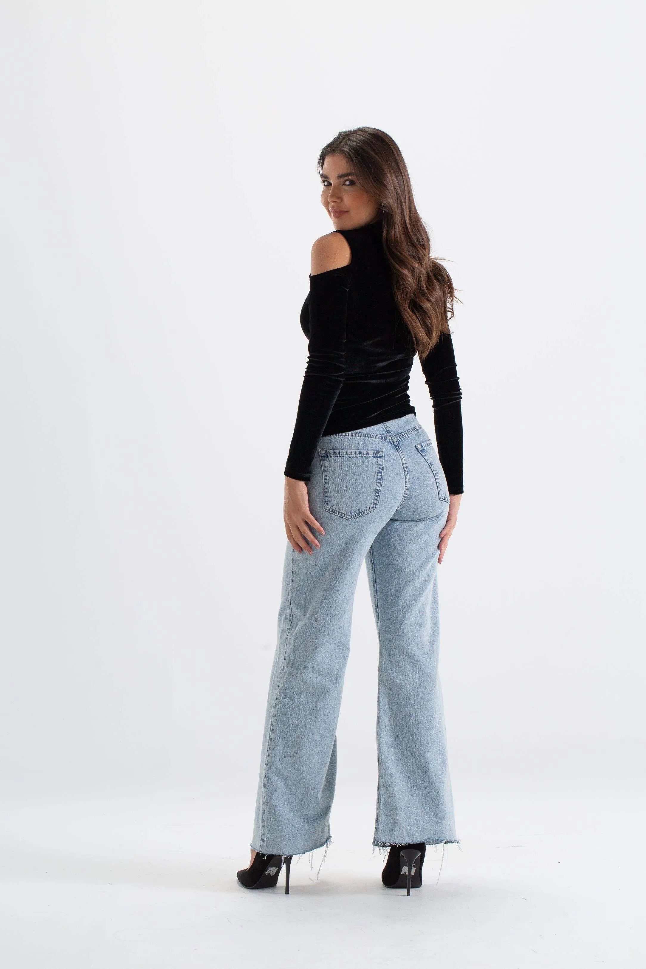 High Neck Shoulder Cut Top