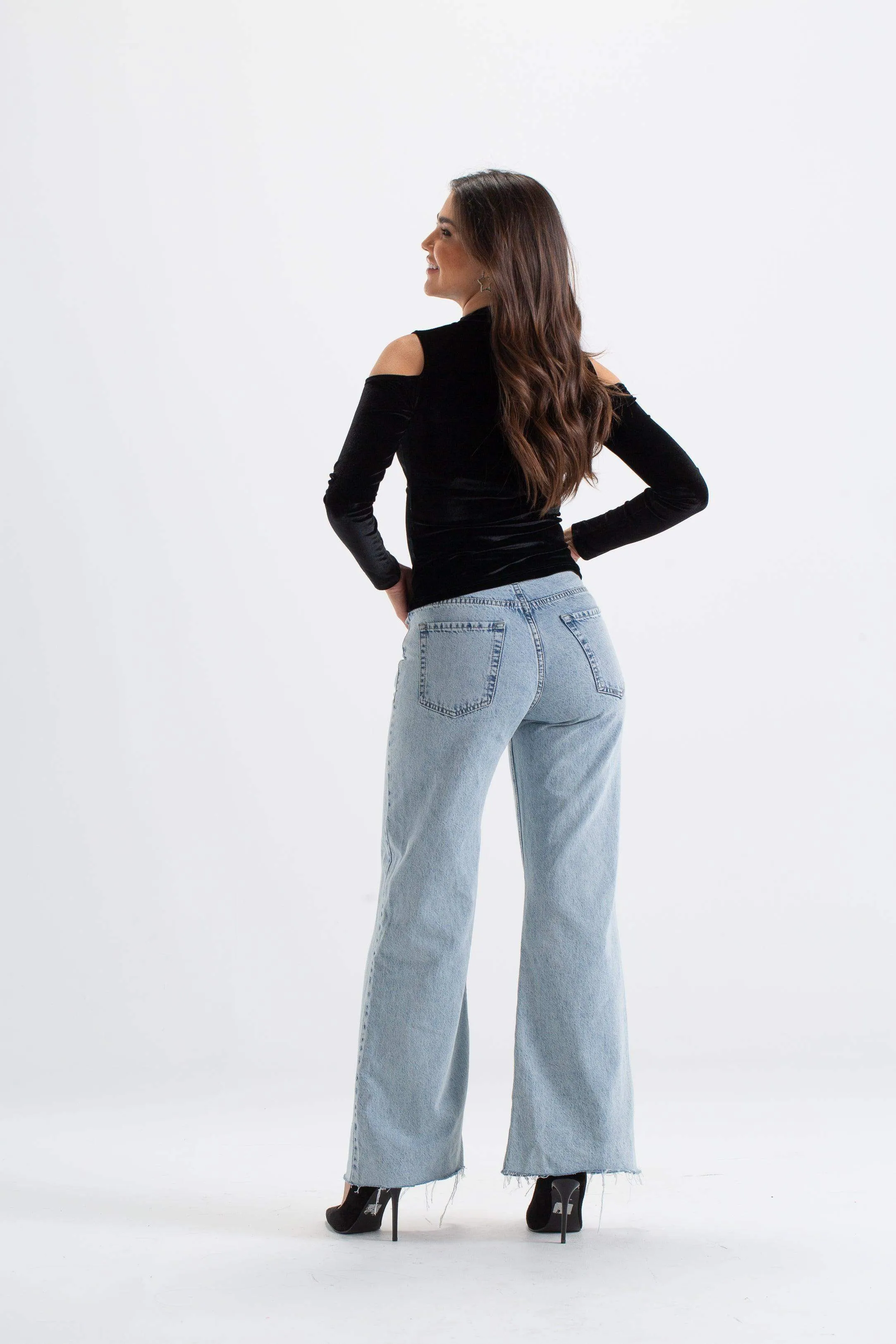 High Neck Shoulder Cut Top