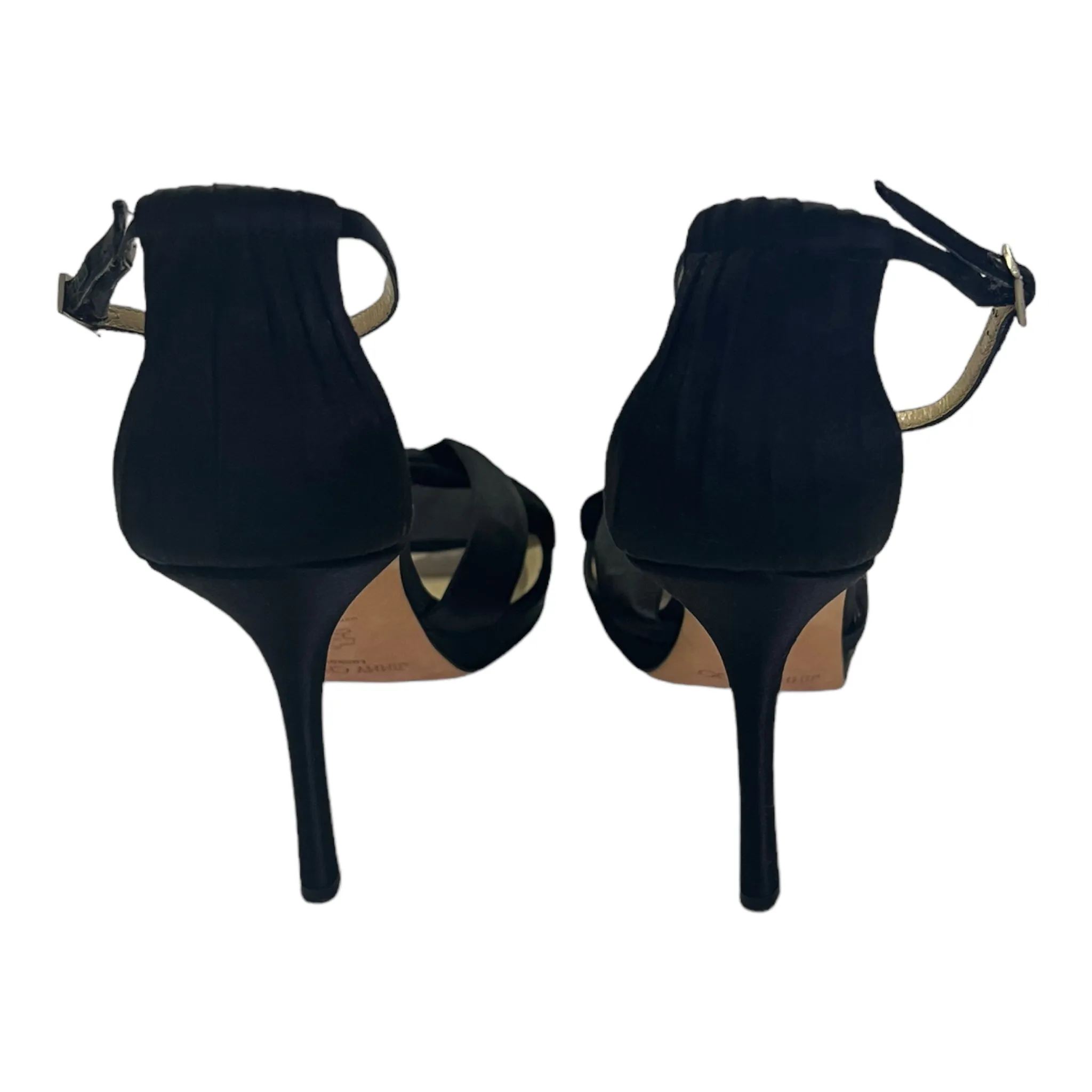 JIMMY CHOO BLACK SATIN HIGH HEELS OPEN TOE SIZE 40
