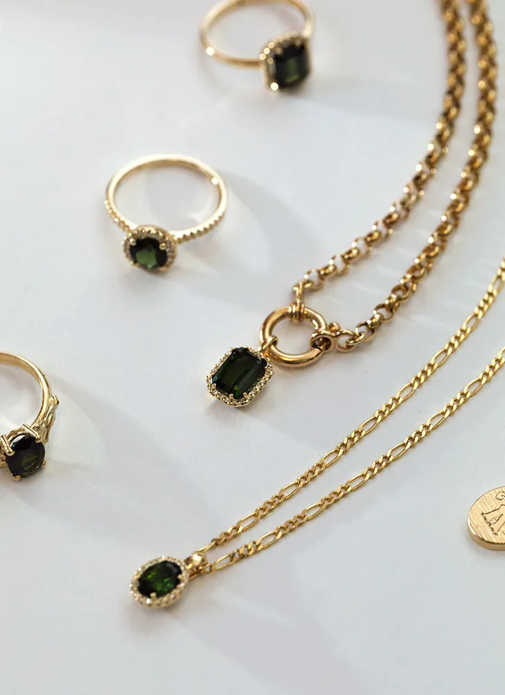 Lou diamond tourmaline pendant 14k gold
