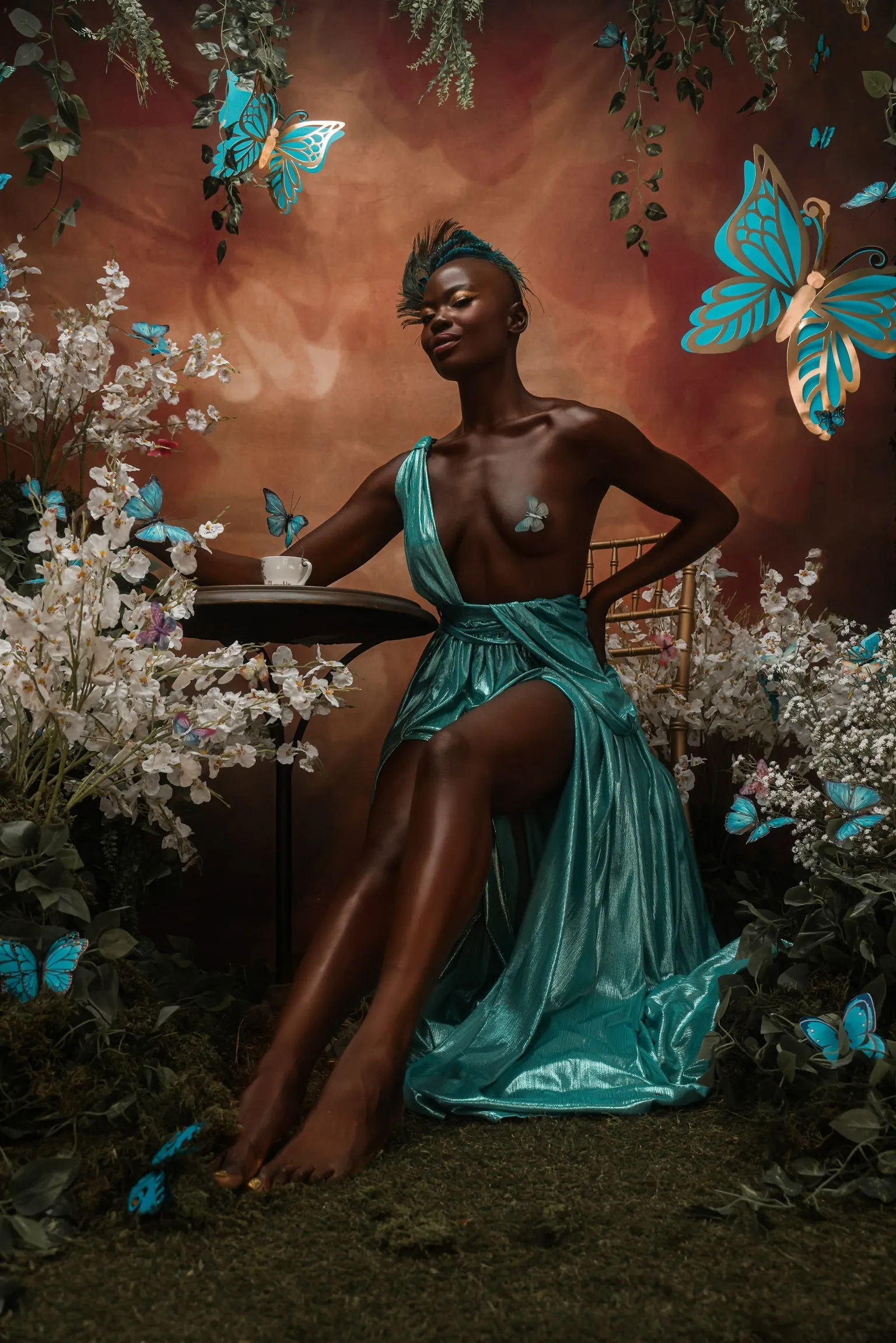 Metallic Goddess Dress - Turquoise