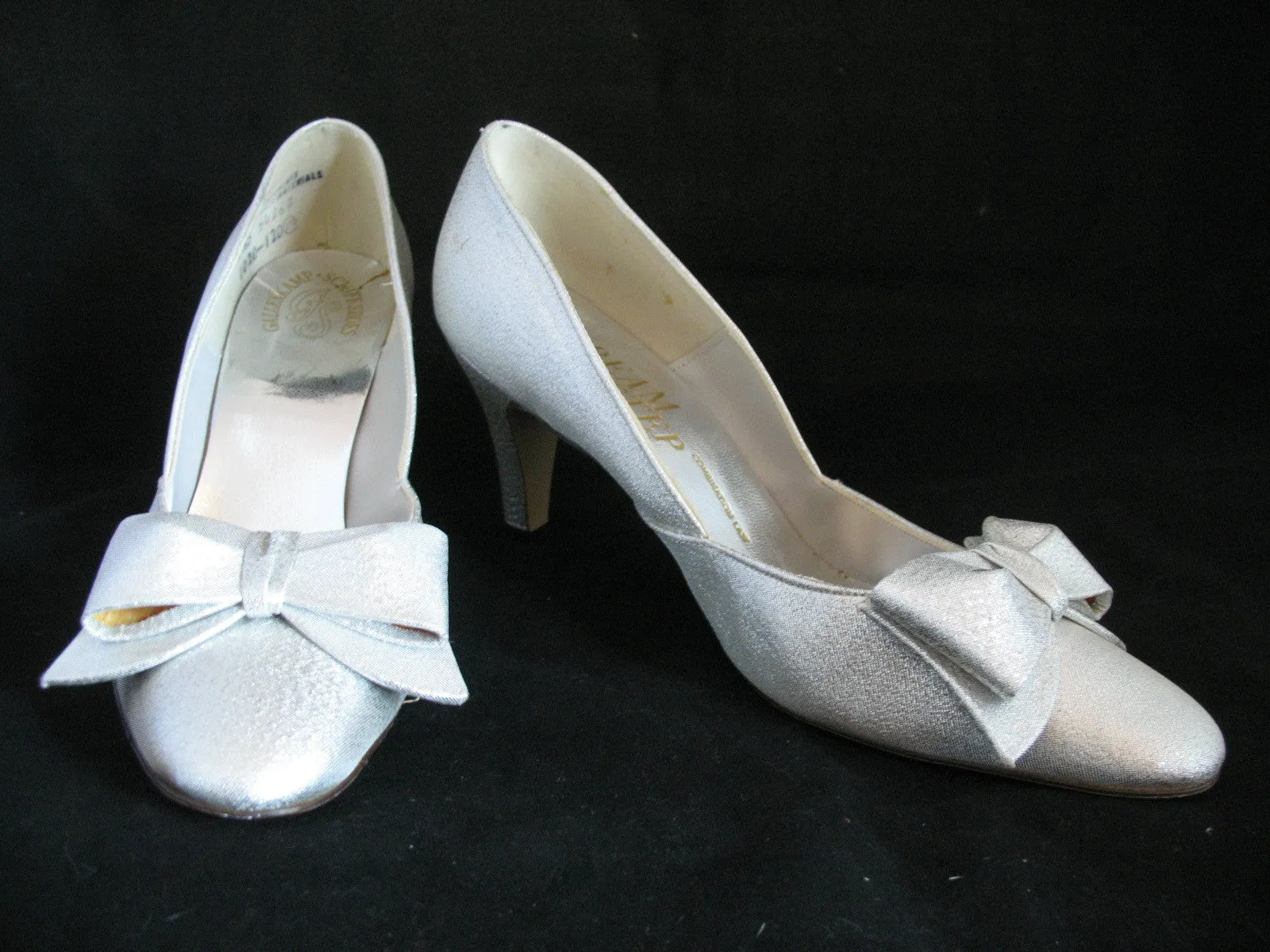 METALLIC SPARKLE SILVER GRAY Women Ladies 3-1/2in HIGH HEELS Womens SHOES size 7-1/2 B