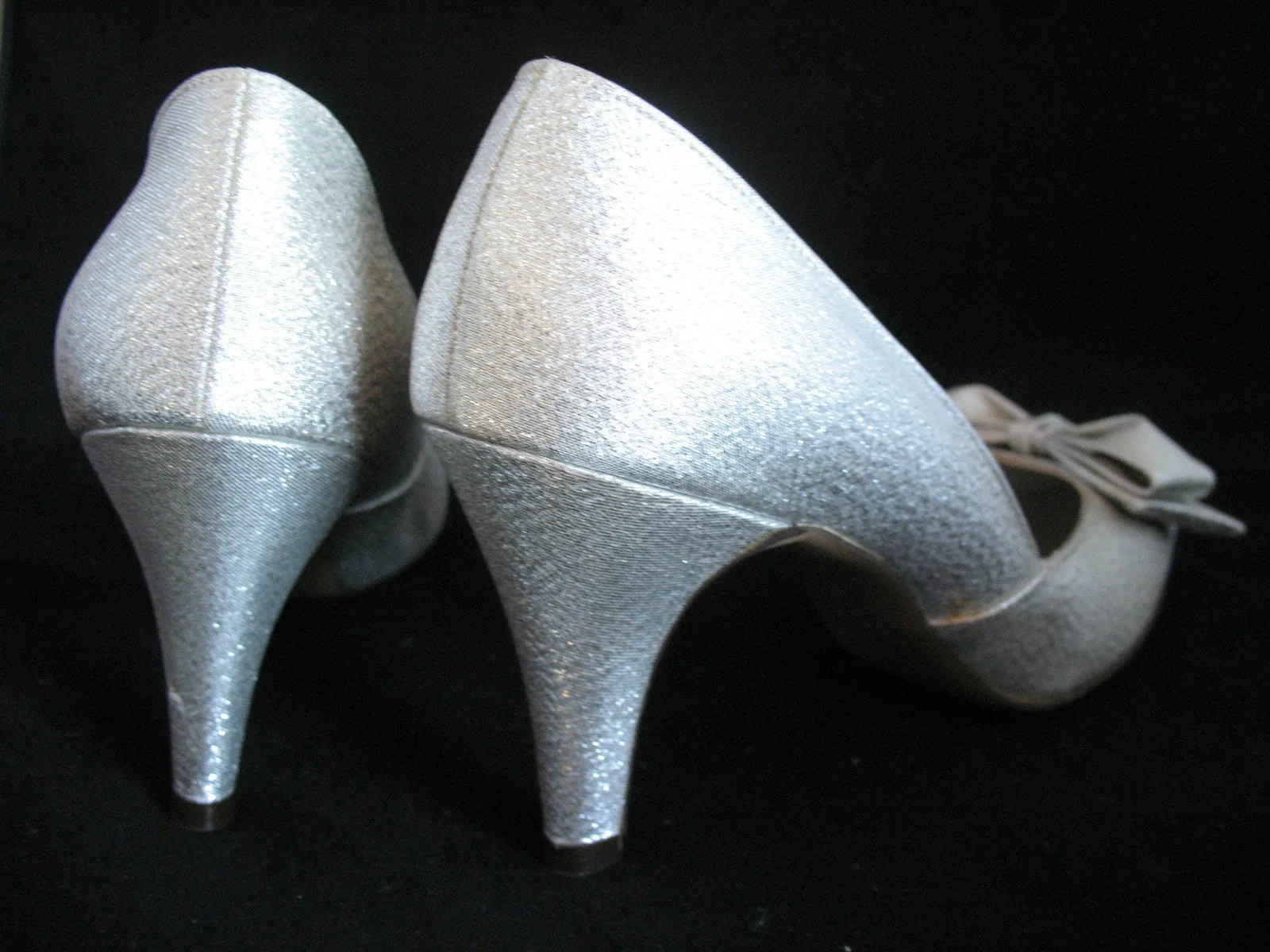 METALLIC SPARKLE SILVER GRAY Women Ladies 3-1/2in HIGH HEELS Womens SHOES size 7-1/2 B