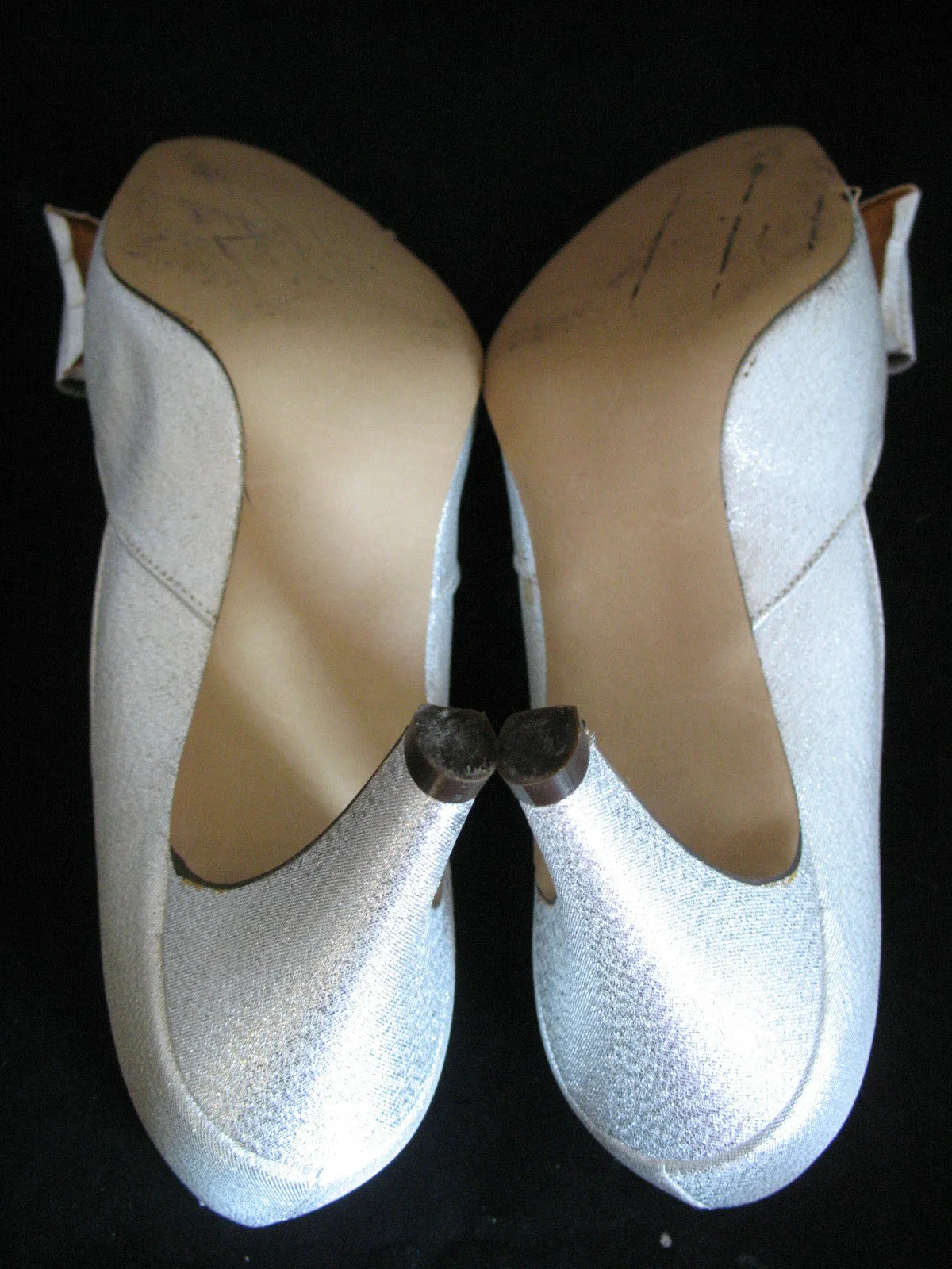 METALLIC SPARKLE SILVER GRAY Women Ladies 3-1/2in HIGH HEELS Womens SHOES size 7-1/2 B