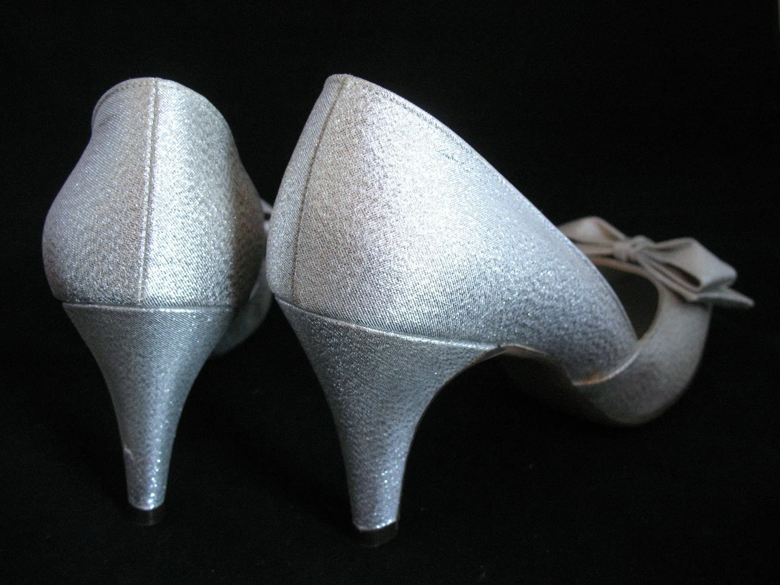 METALLIC SPARKLE SILVER GRAY Women Ladies 3-1/2in HIGH HEELS Womens SHOES size 7-1/2 B