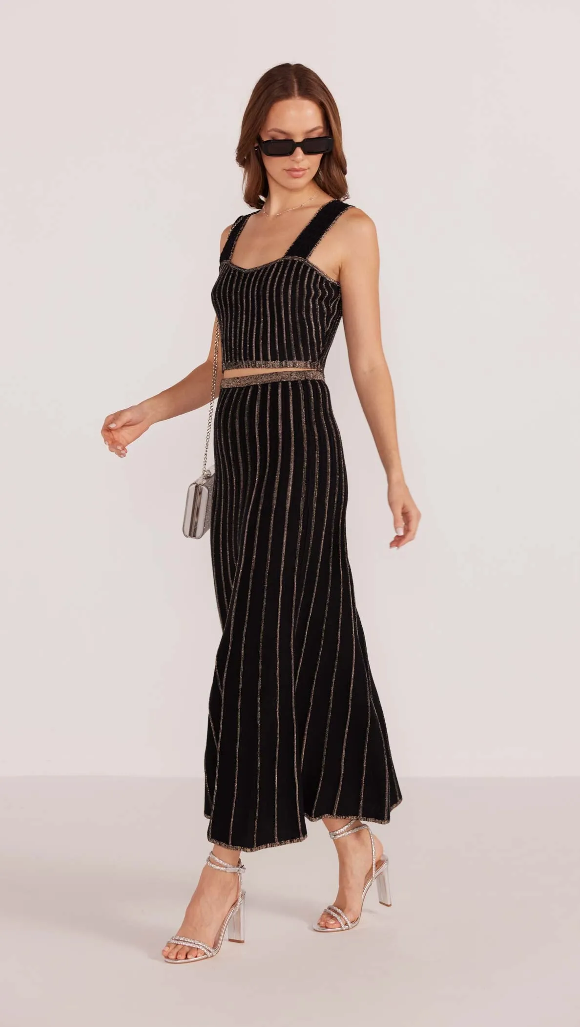 Mink Pink Celia Lurex Stripe Crop Top