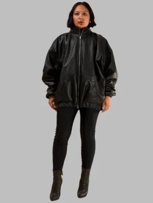 Oversized Nappa Leather Jacket (Black)