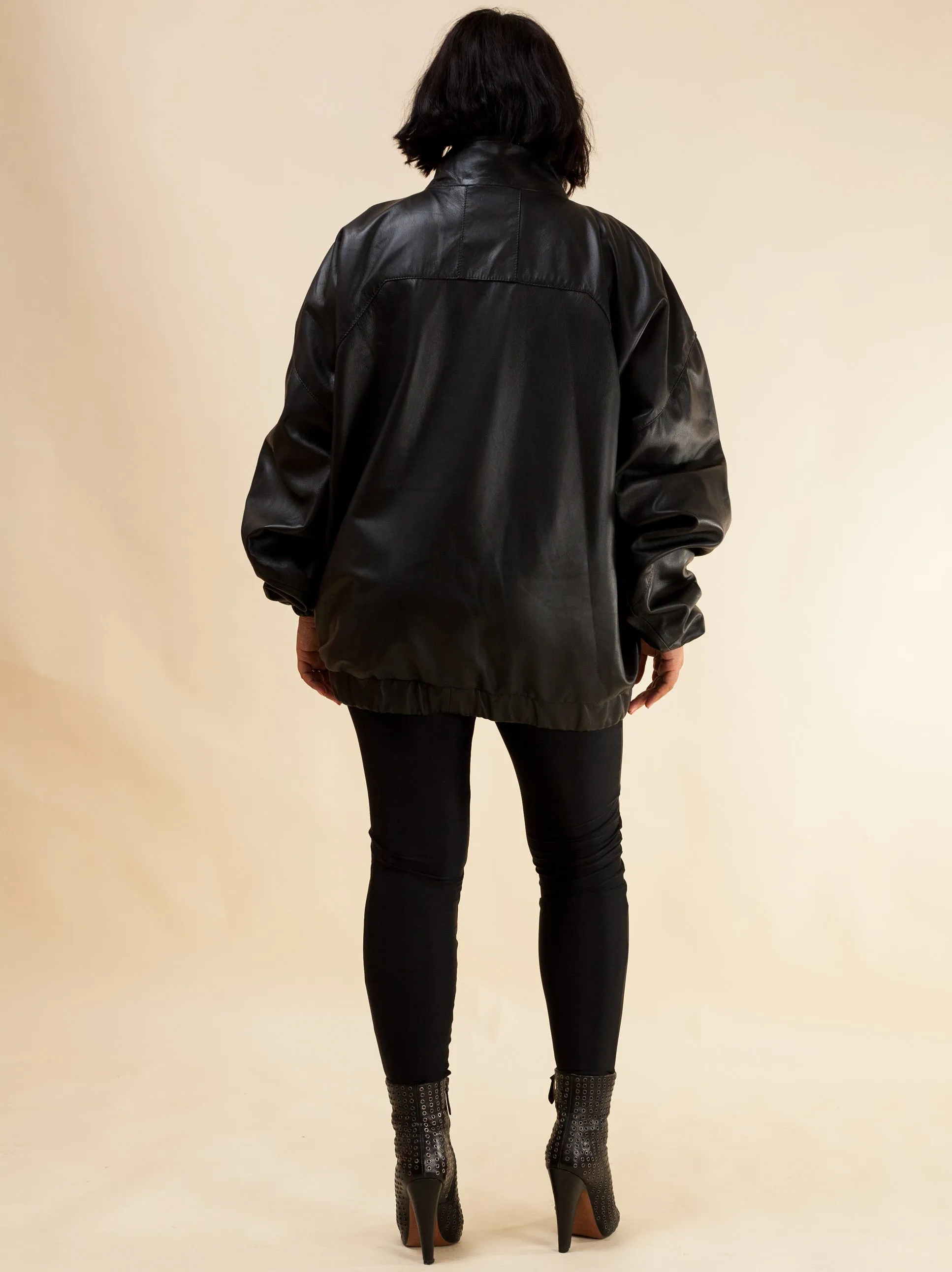 Oversized Nappa Leather Jacket (Black)
