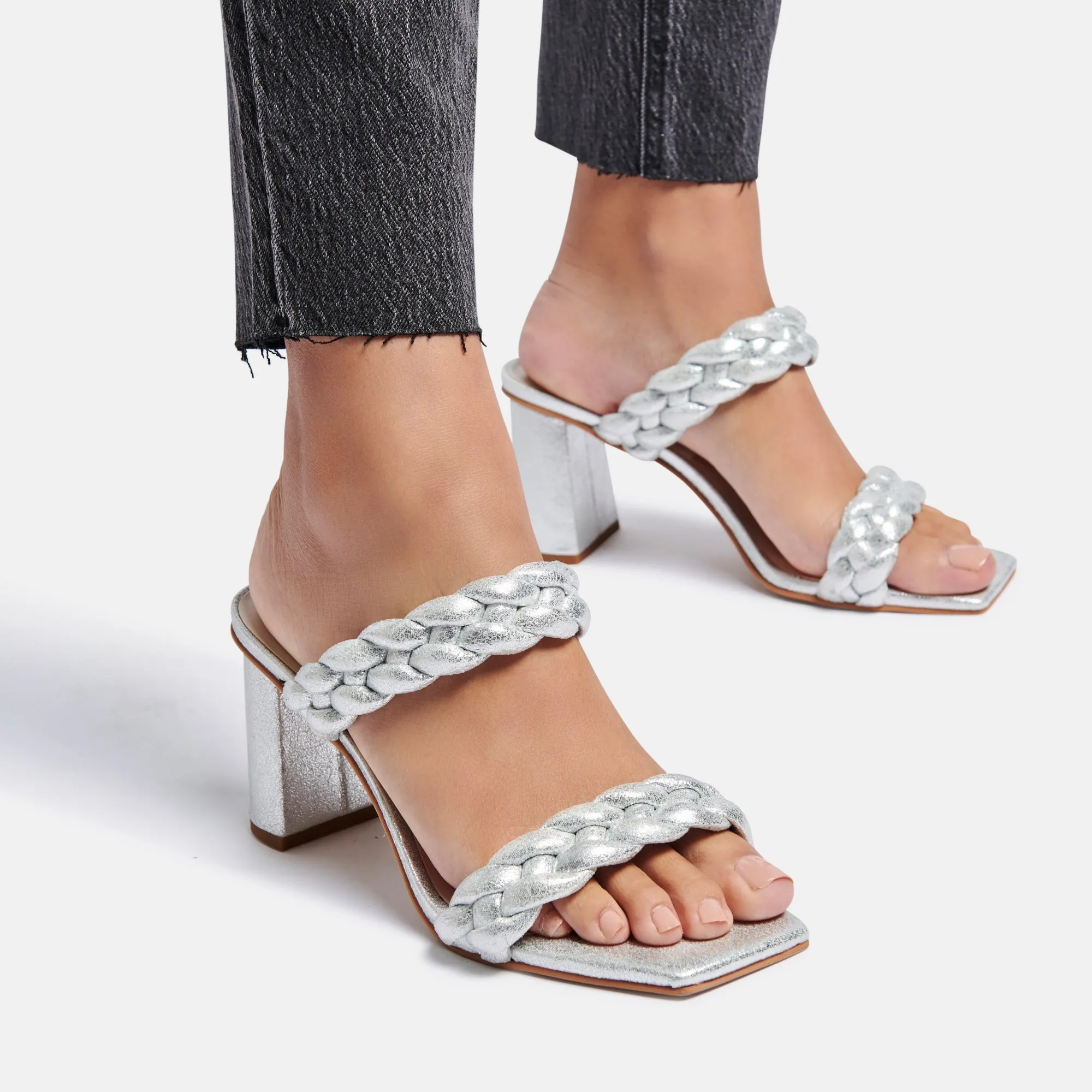 PAILY HEELS IN SILVER METALLIC STELLA SUEDE - re:vita