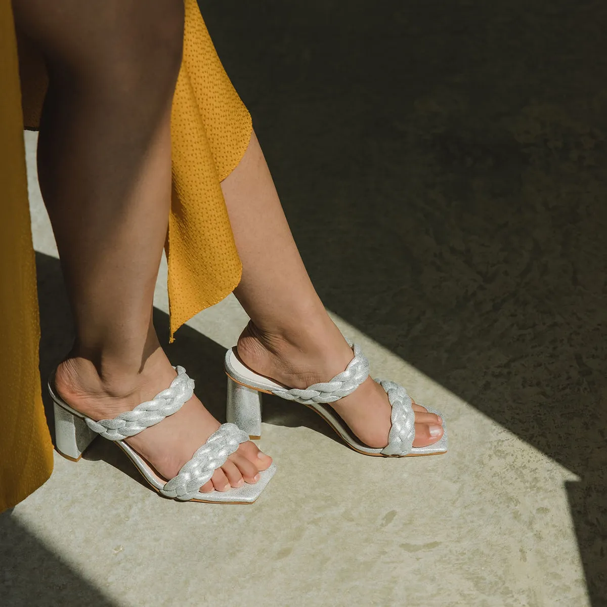 PAILY HEELS IN SILVER METALLIC STELLA SUEDE - re:vita