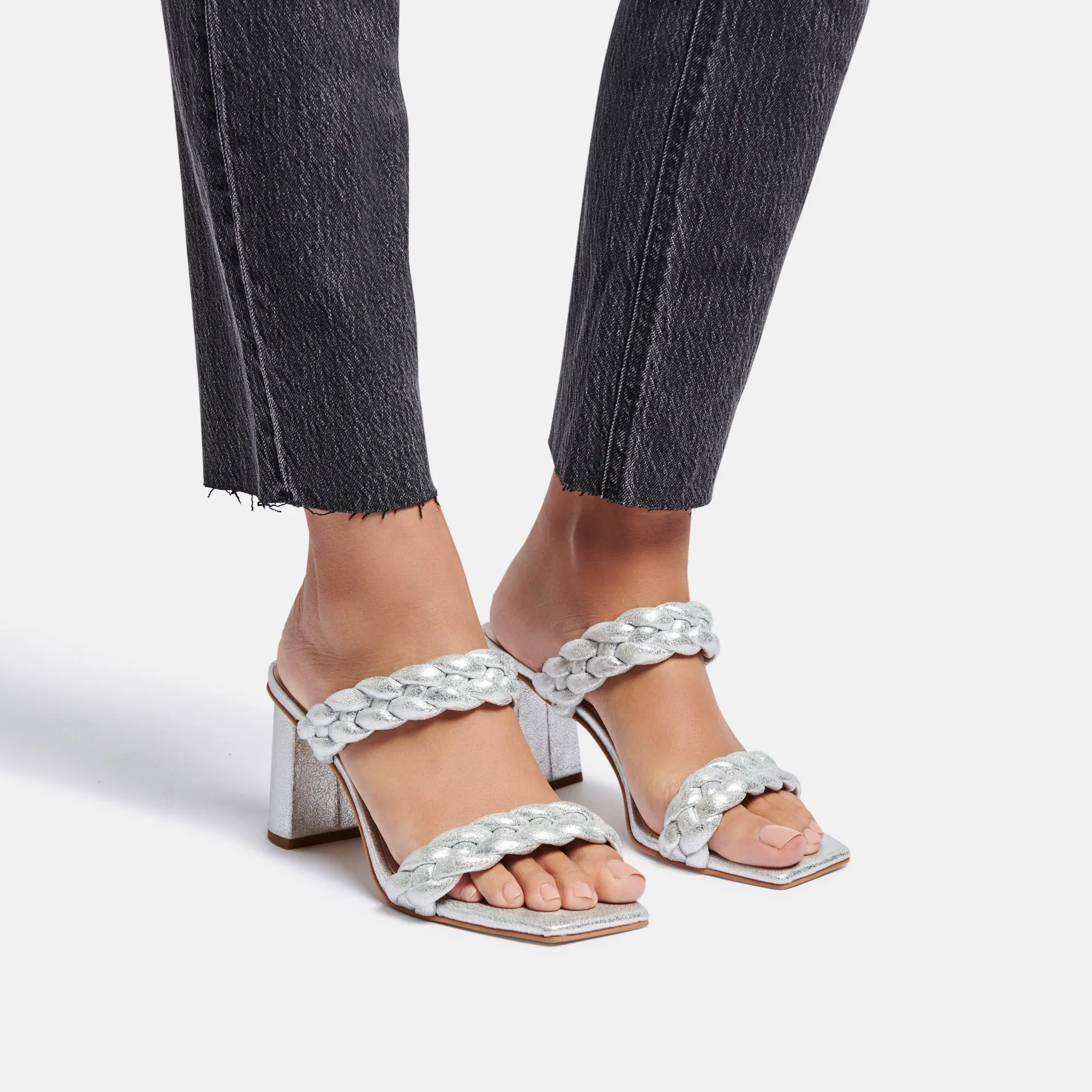 PAILY HEELS IN SILVER METALLIC STELLA SUEDE - re:vita
