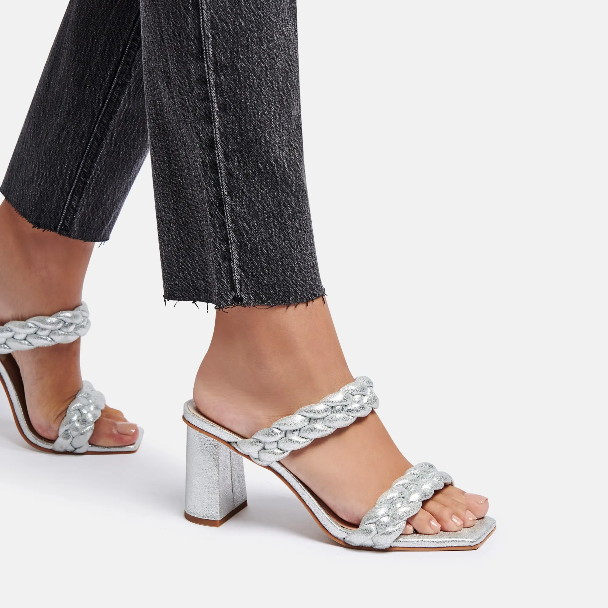 PAILY HEELS IN SILVER METALLIC STELLA SUEDE - re:vita