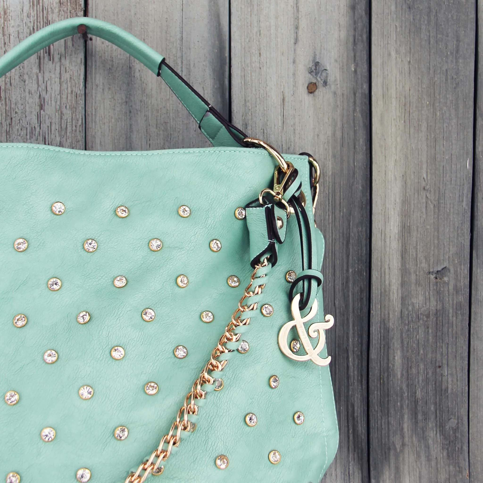 Stormy Skies Studded Tote in Mint