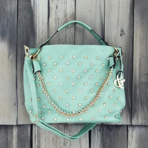 Stormy Skies Studded Tote in Mint