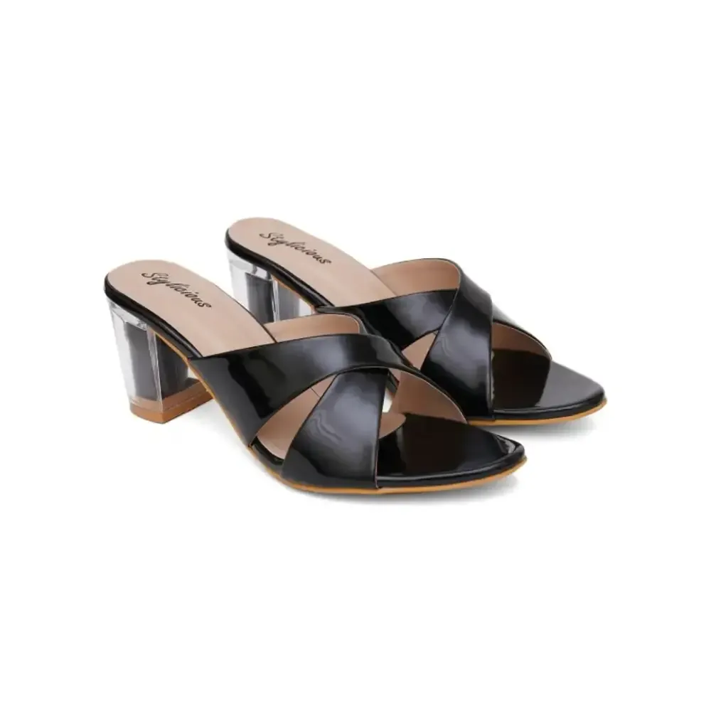 Stylicious Women and Girls Casual Black Block Heels
