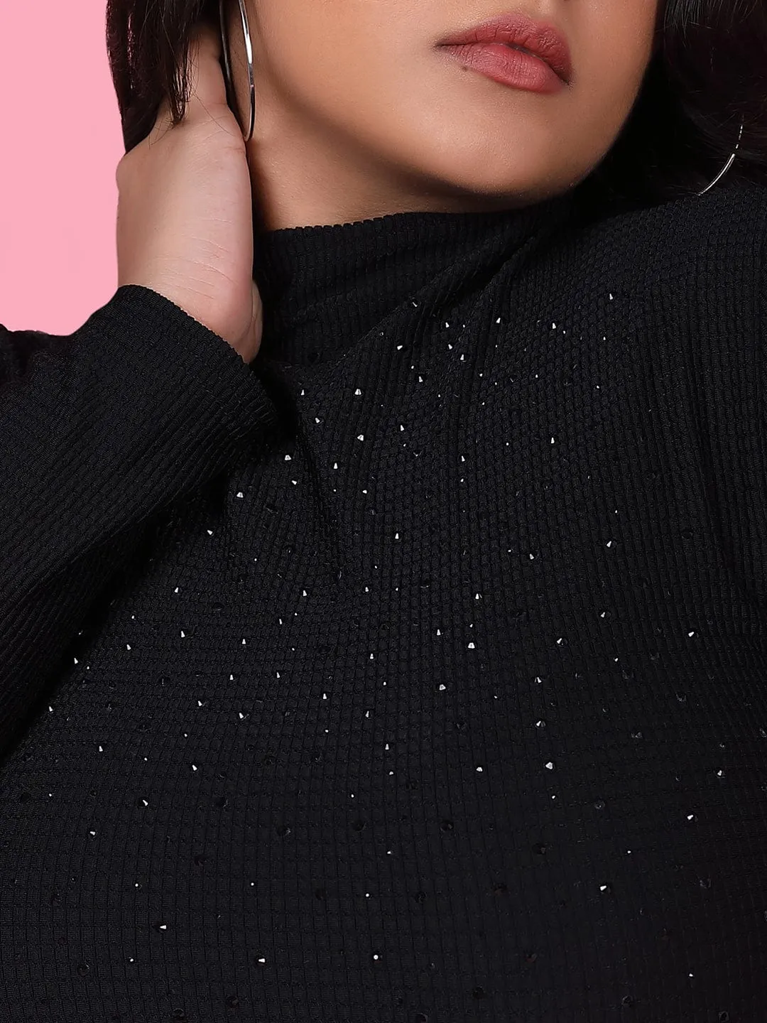 Women Black Studded Top